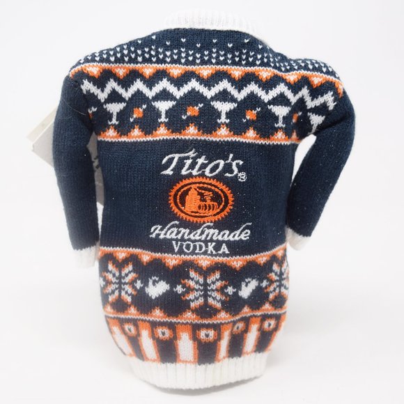 Titos Handmade Vodka Bottle Sweater Novelty Gift Wrap Pretty Ugly Holiday Cover - Picture 3 of 10